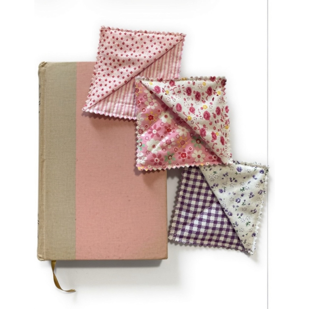 Handmade quilted corner bookmarks